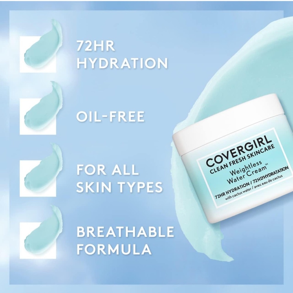 COVERGIRL Clean Fresh Skincare Weightless Water Cream, 2.0 Oz - Picture 6 of 12